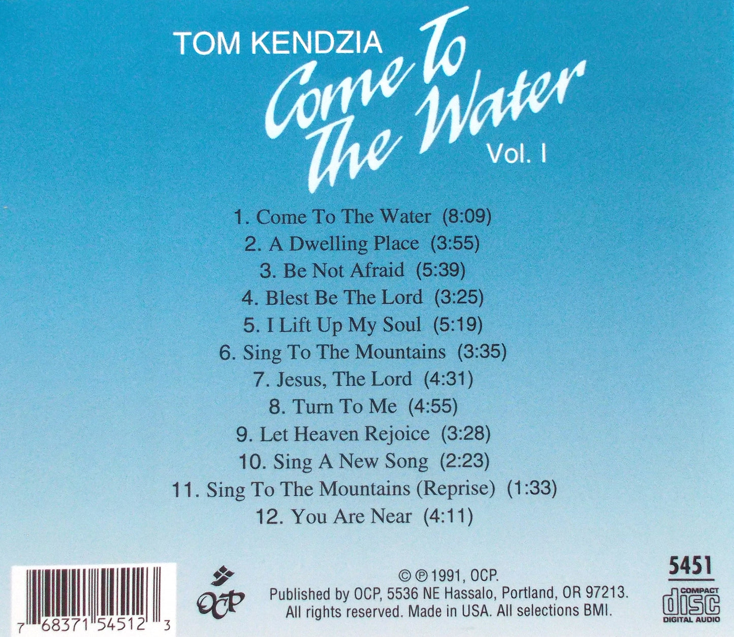 Tom Kendzia - Come To The Water Volume I - Instrumental Music CD