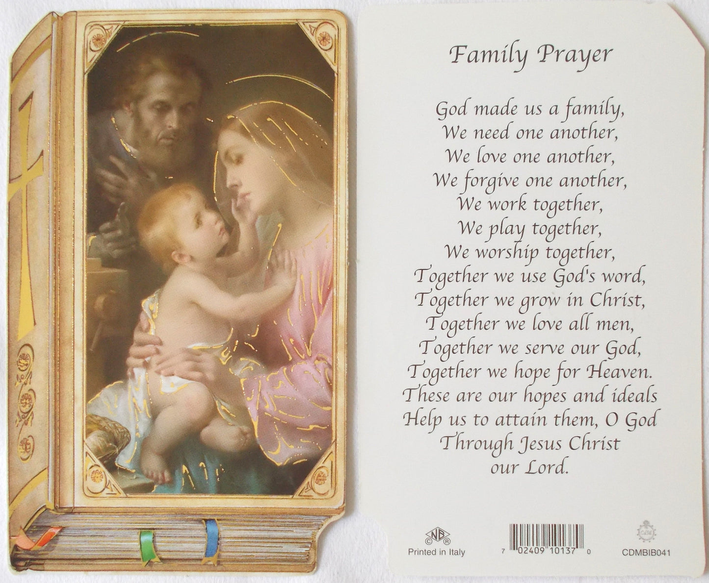 Cardstock - Holy Family Prayercard - Family Prayer