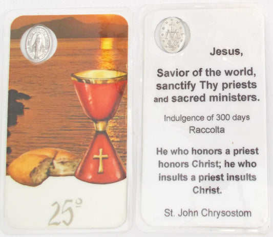 Laminated with Miraculous Medal - 25th - Sanctify Thy priests