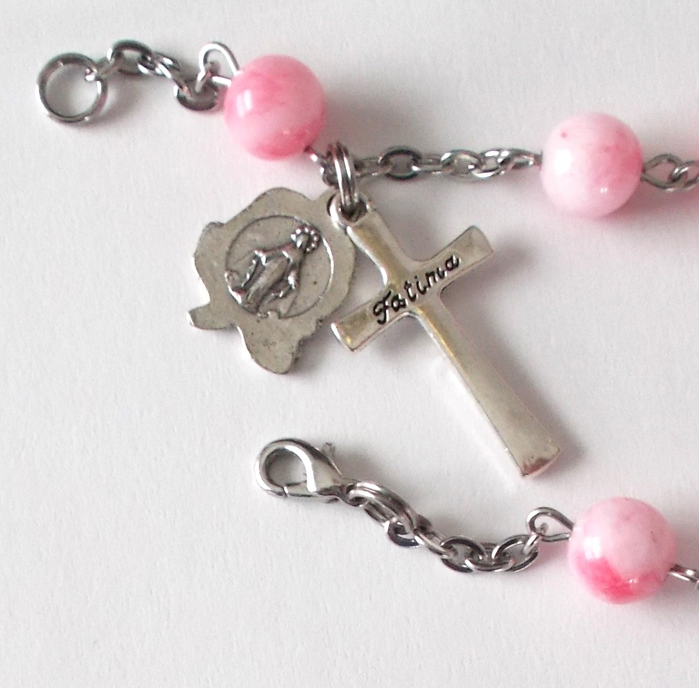 Rosary Bracelet - Pink / White - Gift Boxed