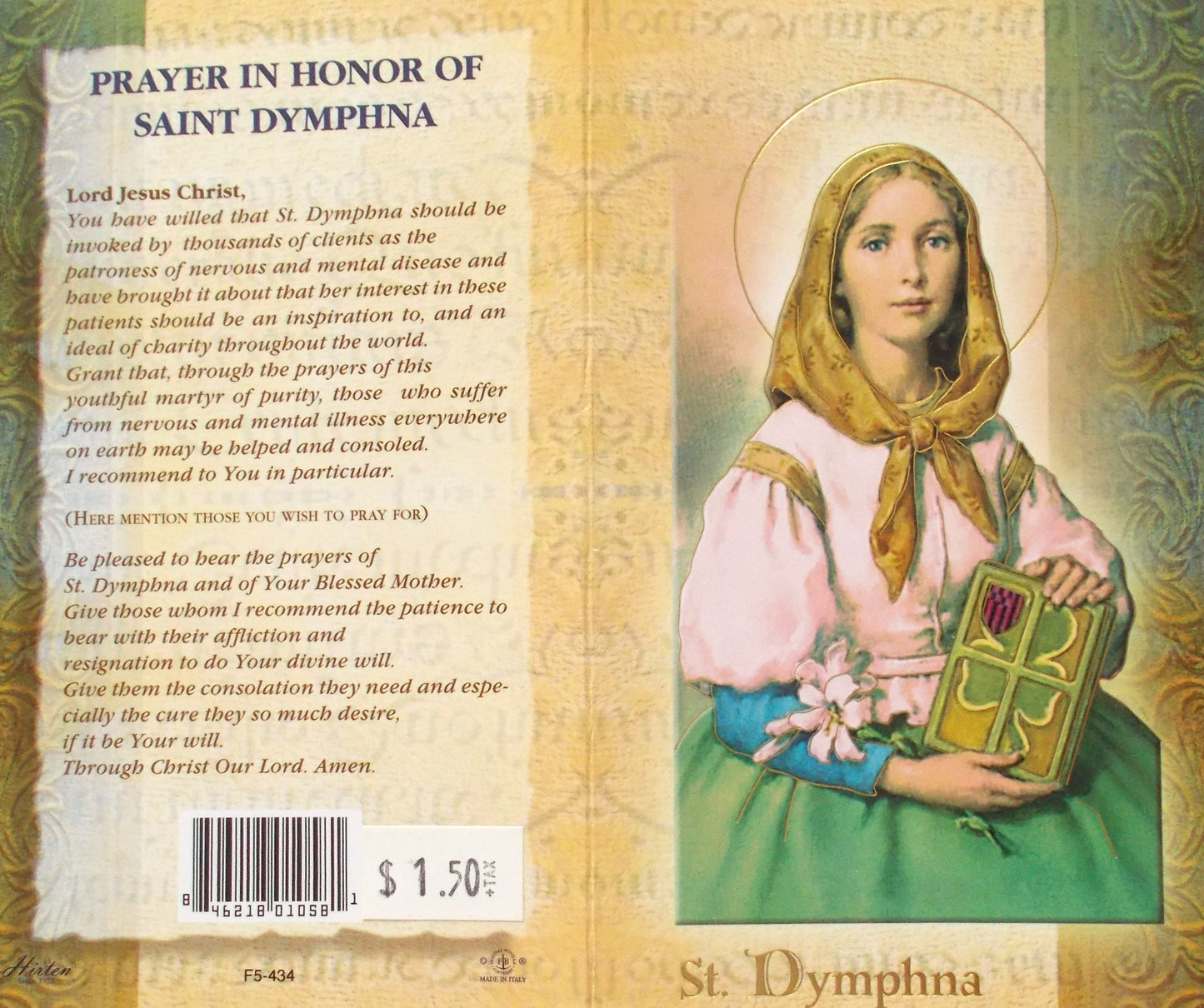 St. Dymphna Biography Prayer Pamphlet