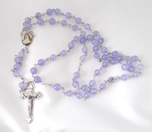Rosary - Chain with Dyed Jade Purple Beads