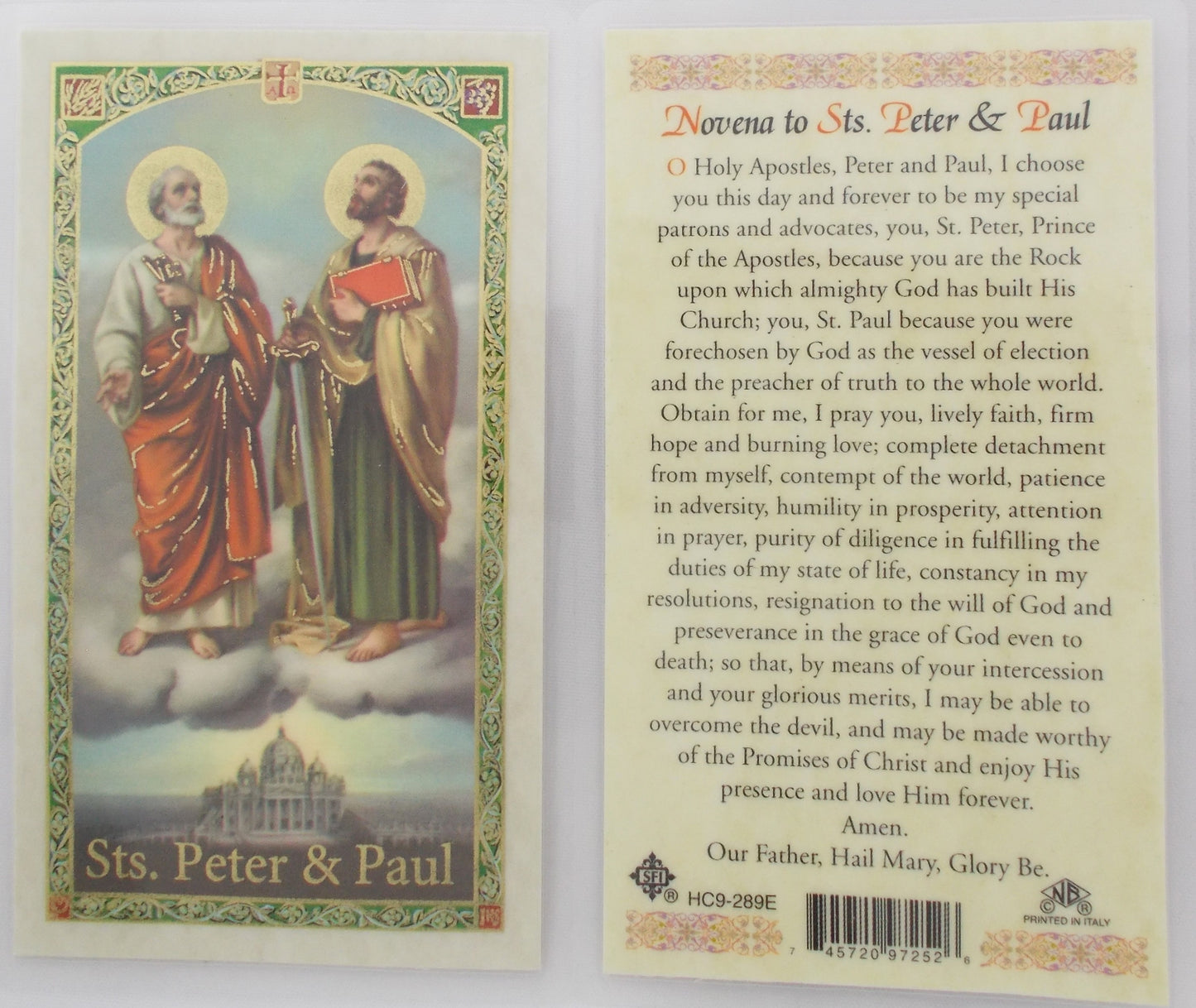 Laminated - Sts. Peter & Paul - Novena