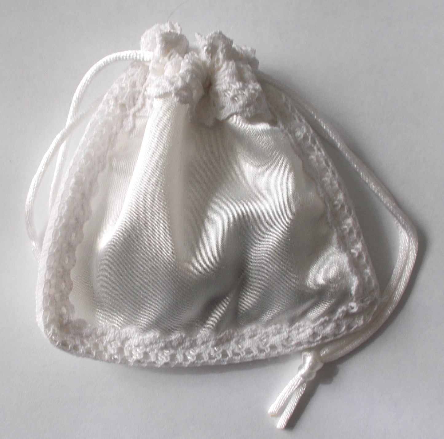 1st Communion Rosary - White Teardrop Opaque with Satin Pouch