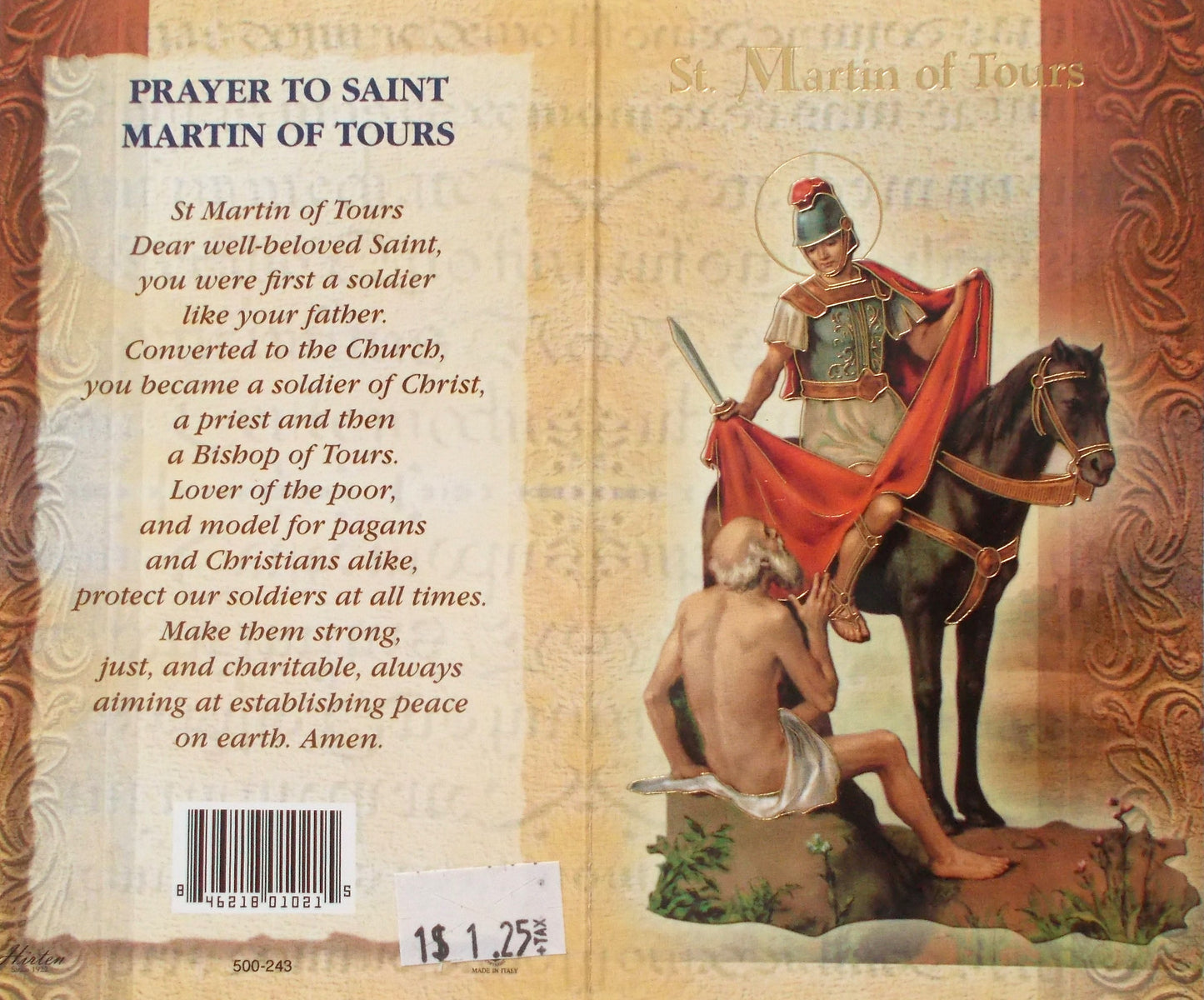 St. Martin of Tours Biography Prayer Pamphlet