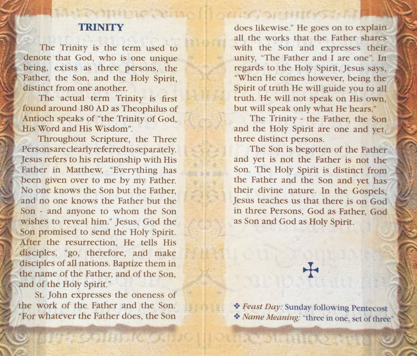 Holy Trinity Biography Prayer Pamphlet