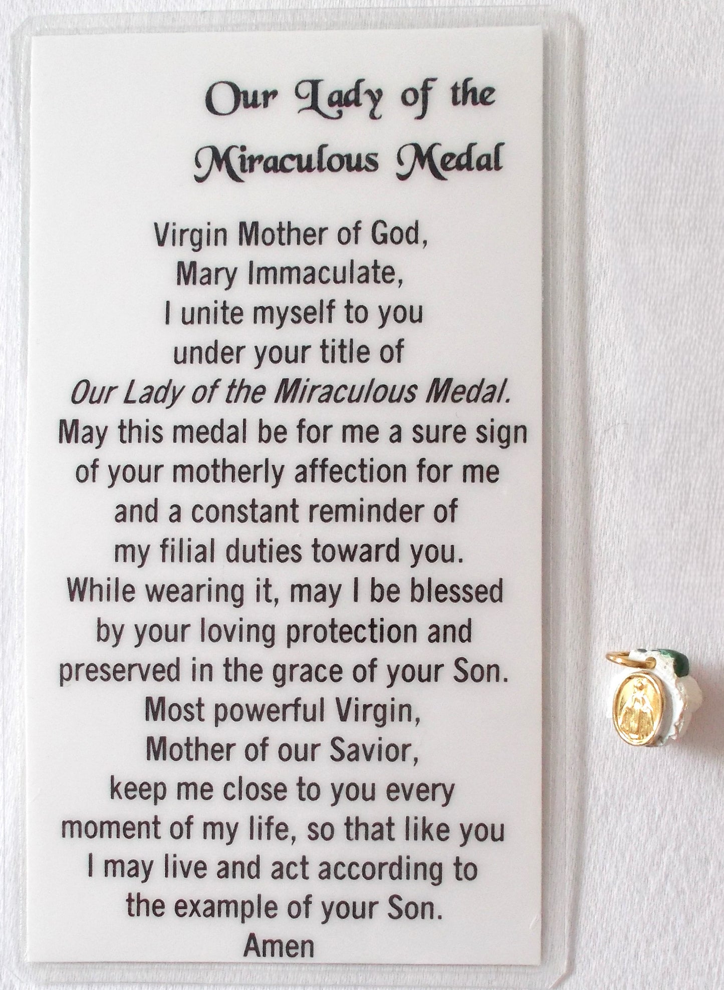 Miraculous Medal with Laminated Prayercard