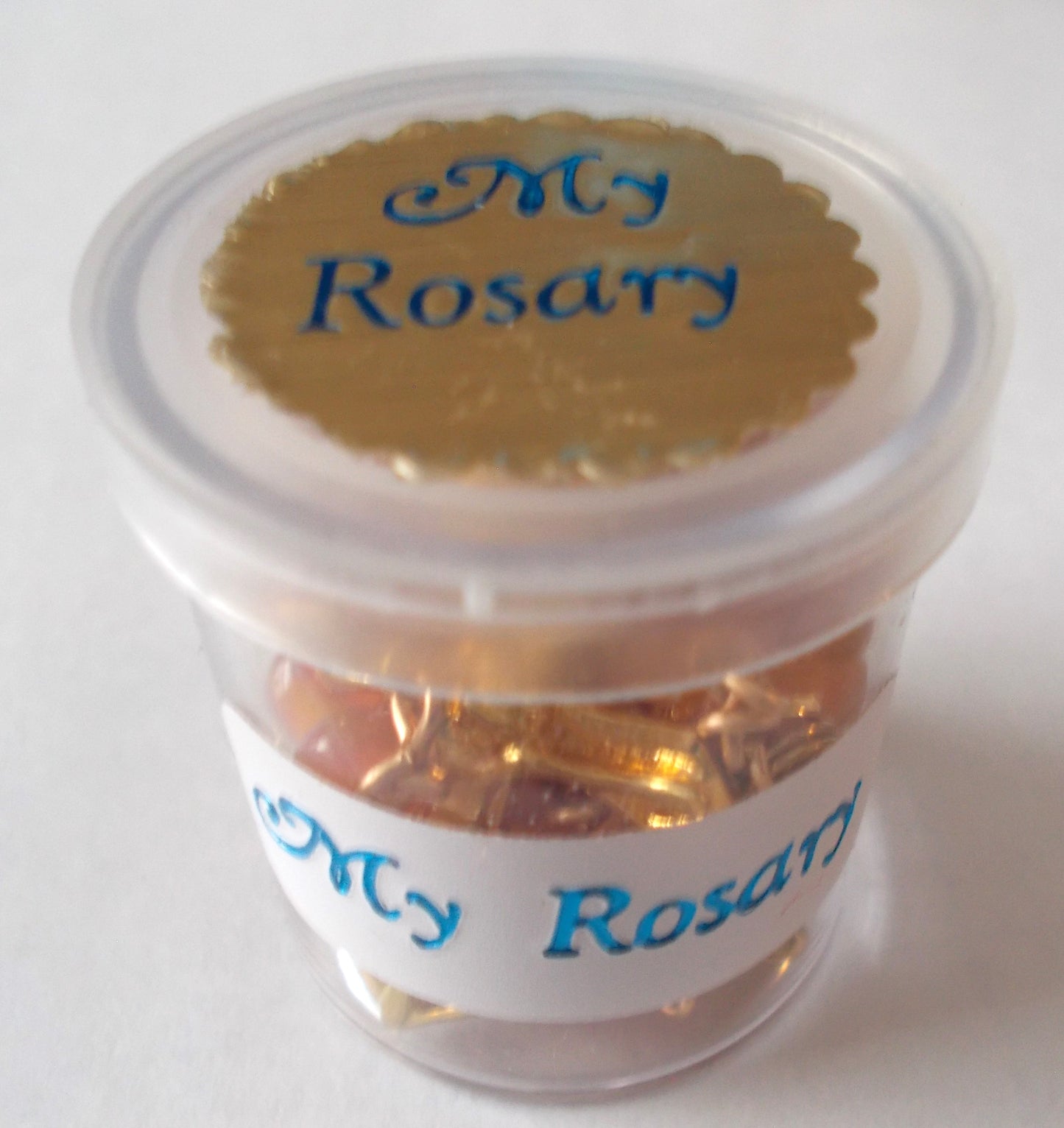 Orange & Gold-tone Rosary with Chalice Center