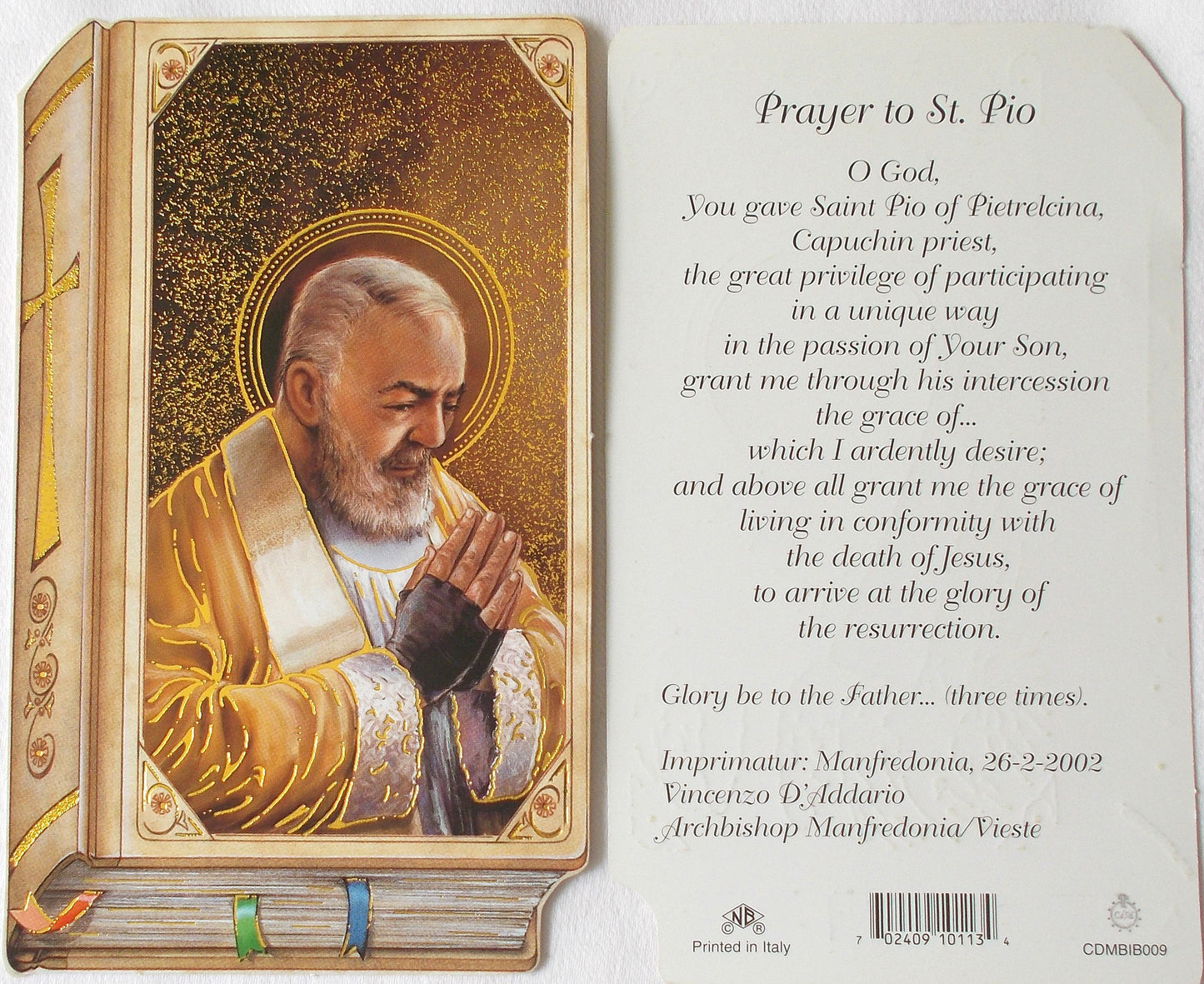 Cardstock - St. Padre Pio of Pietrelcina Prayercard