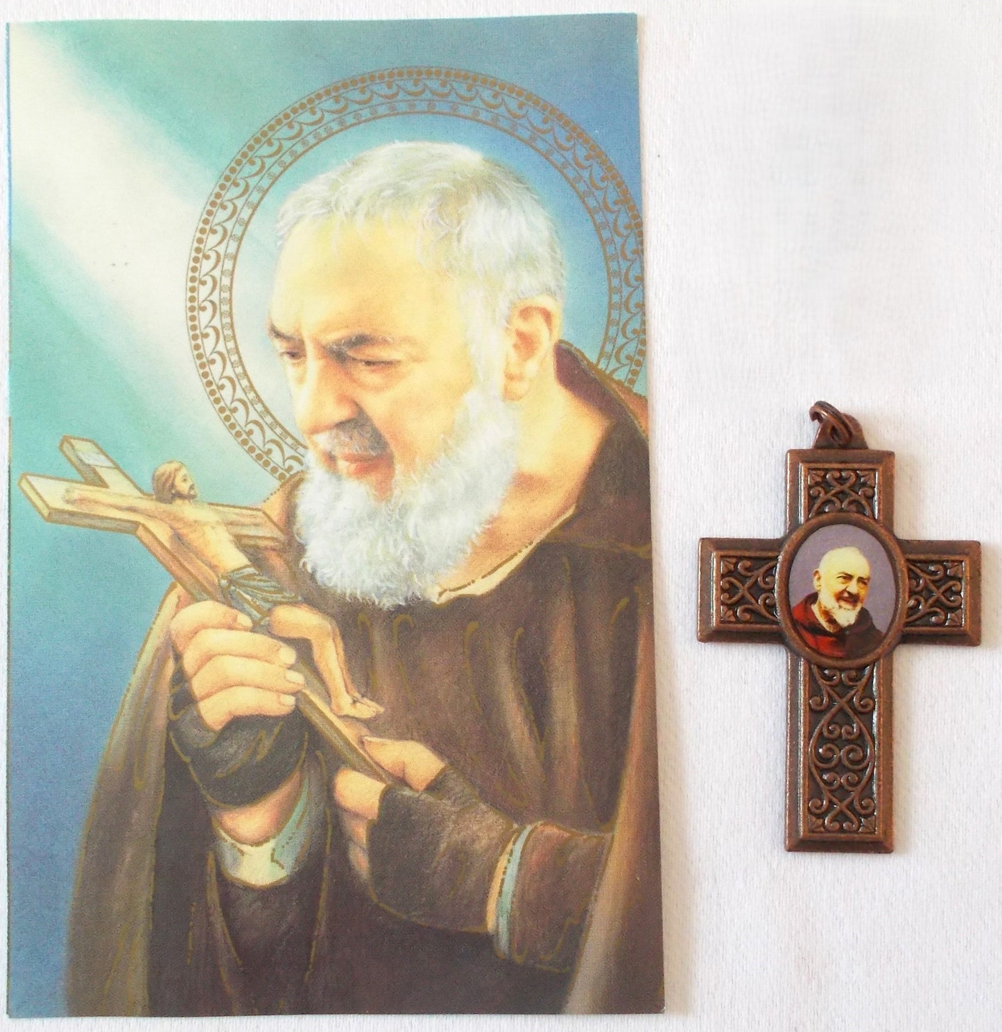 St. Pio Cross with Paper Prayercard