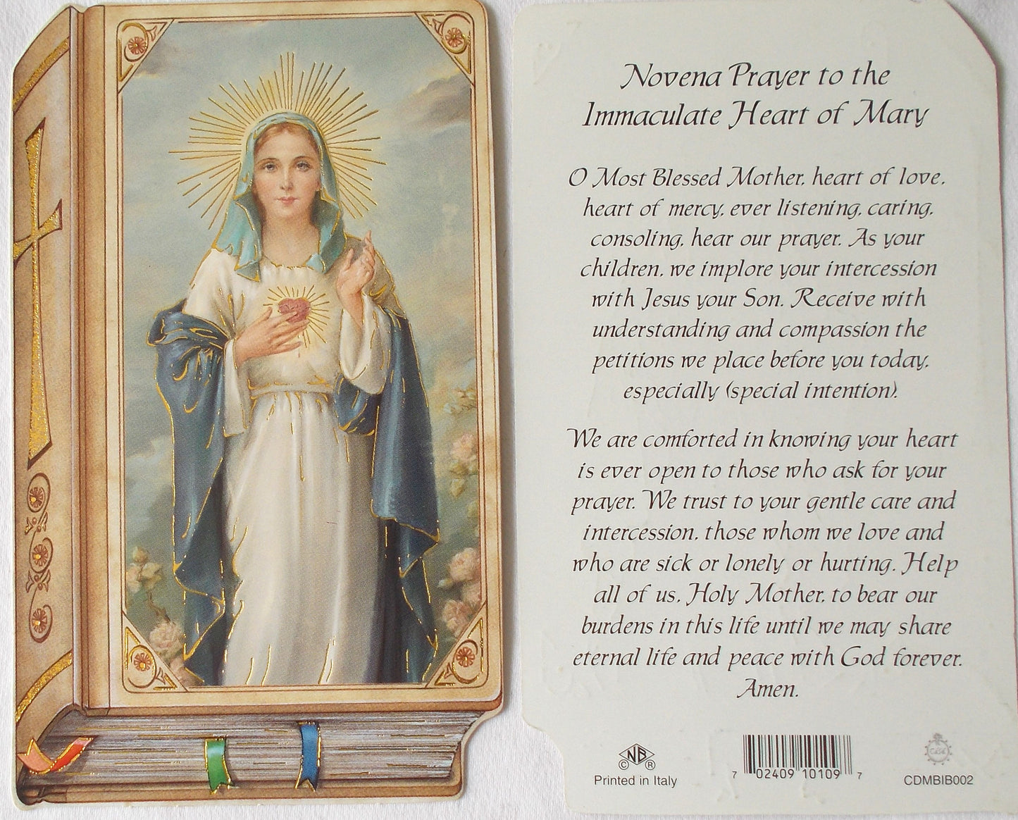 Cardstock - Immaculate Heart of Mary Prayercard