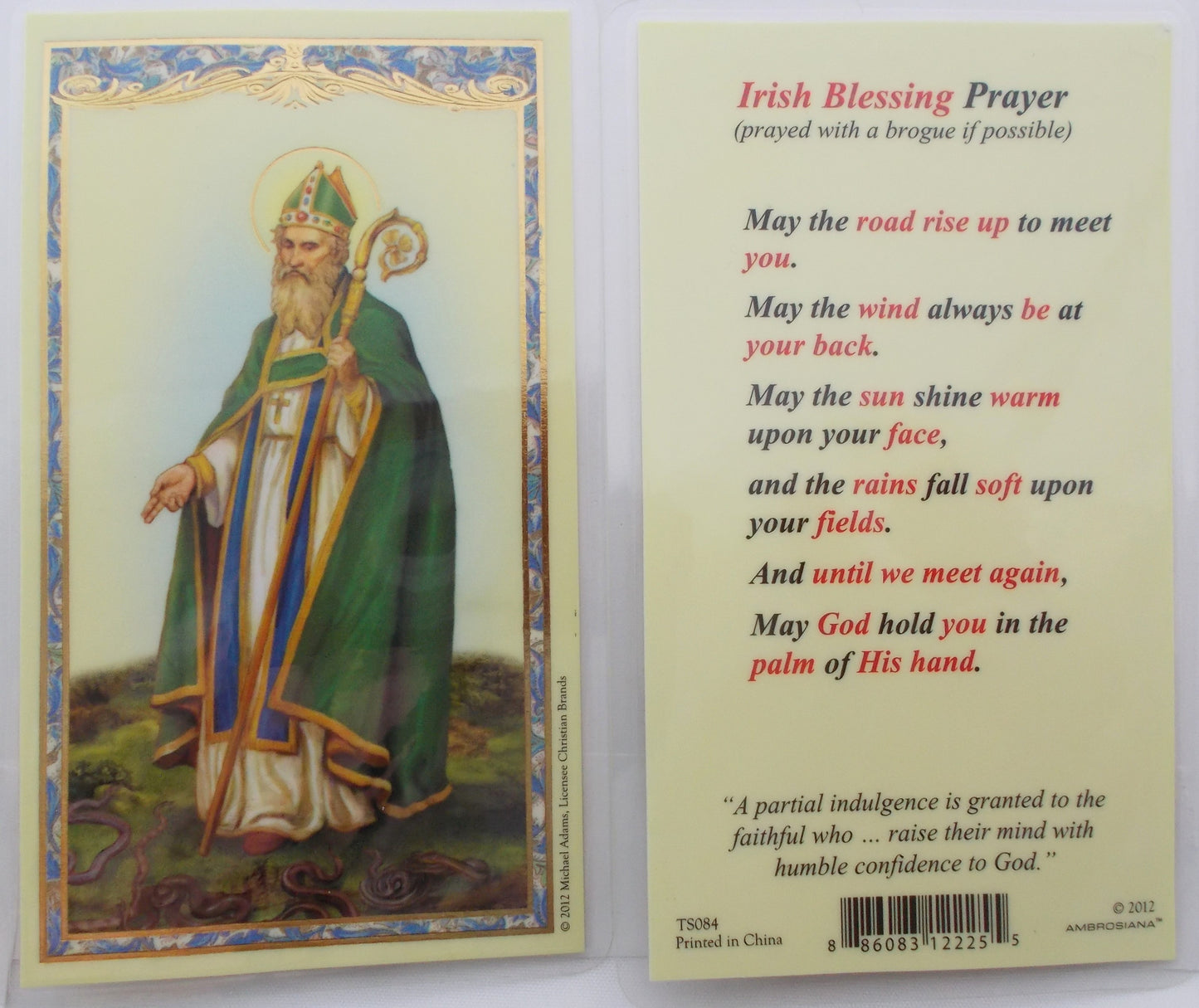 Laminated - St. Patrick Irish Blessing Prayer