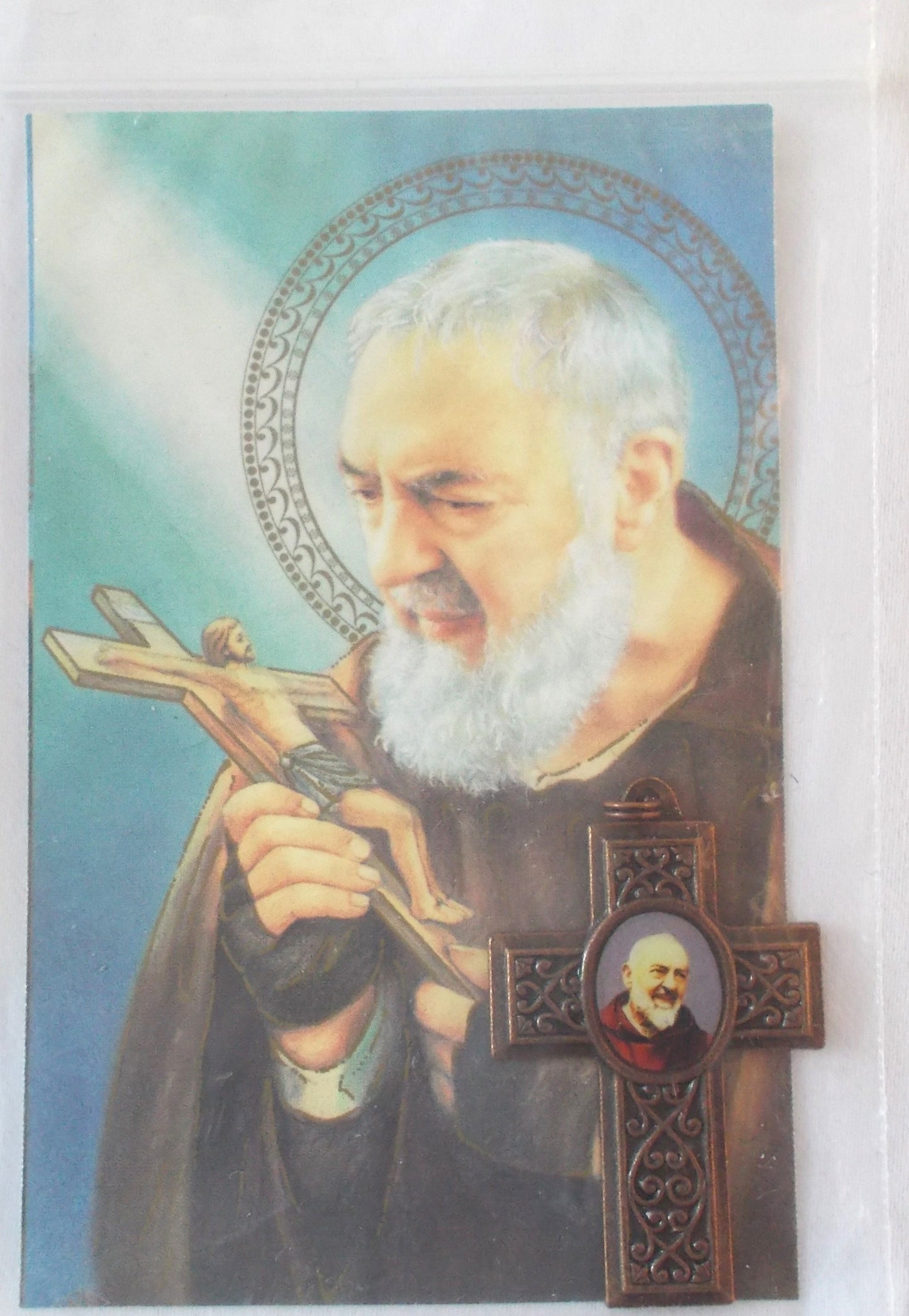 St. Pio Cross with Paper Prayercard