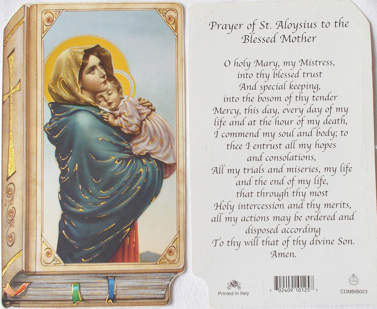 Cardstock - St. Aloysius Prayer to the Blessed Mother Prayercard