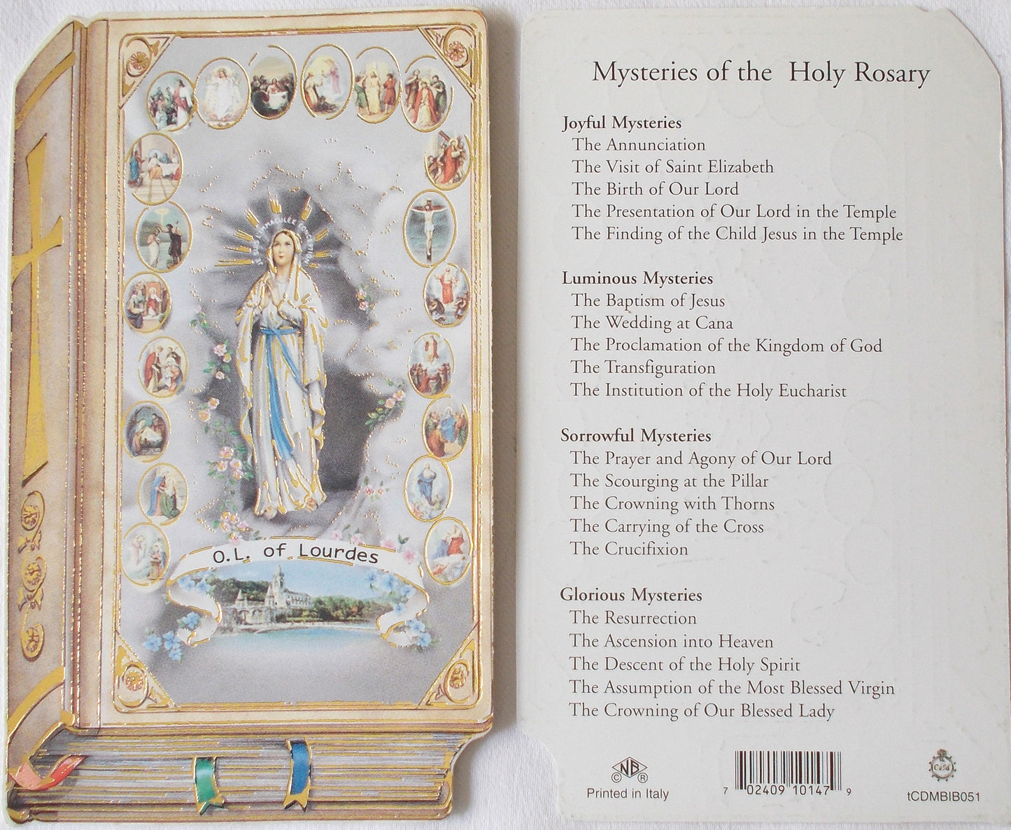 Cardstock - Our Lady of Lourdes - Mysteries of the Holy Rosary Prayercard