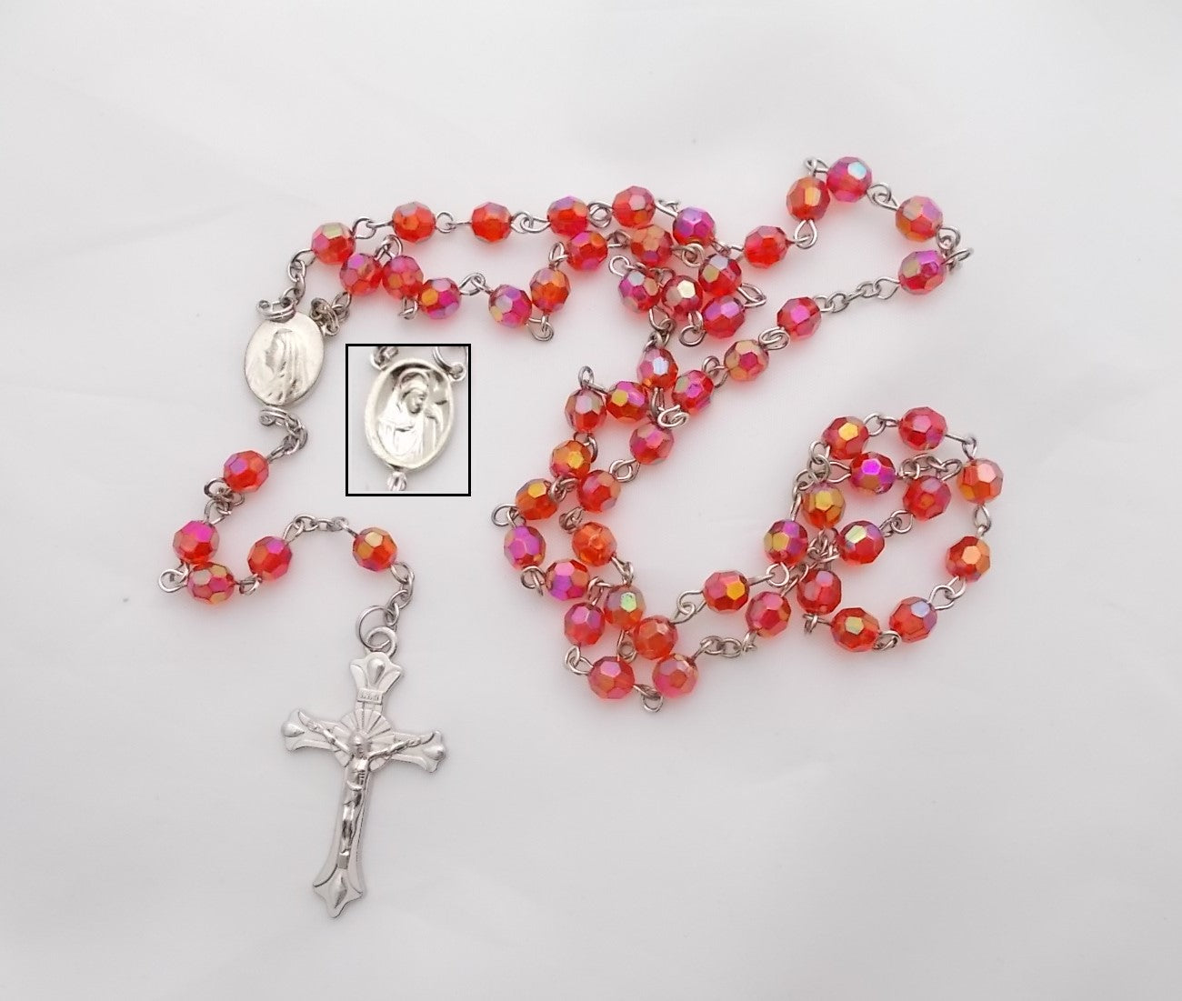 Rosary - Chain with Aurora Borealis Plastic Beads