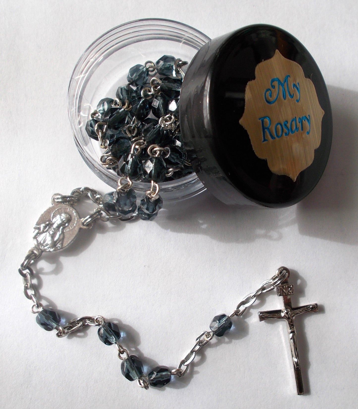 Small Grey Glass Bead Rosary