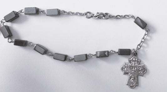 Rectangular Hematite Bracelet - 5 way Cross