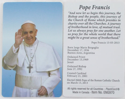 Pope Francis Plastic Prayercard