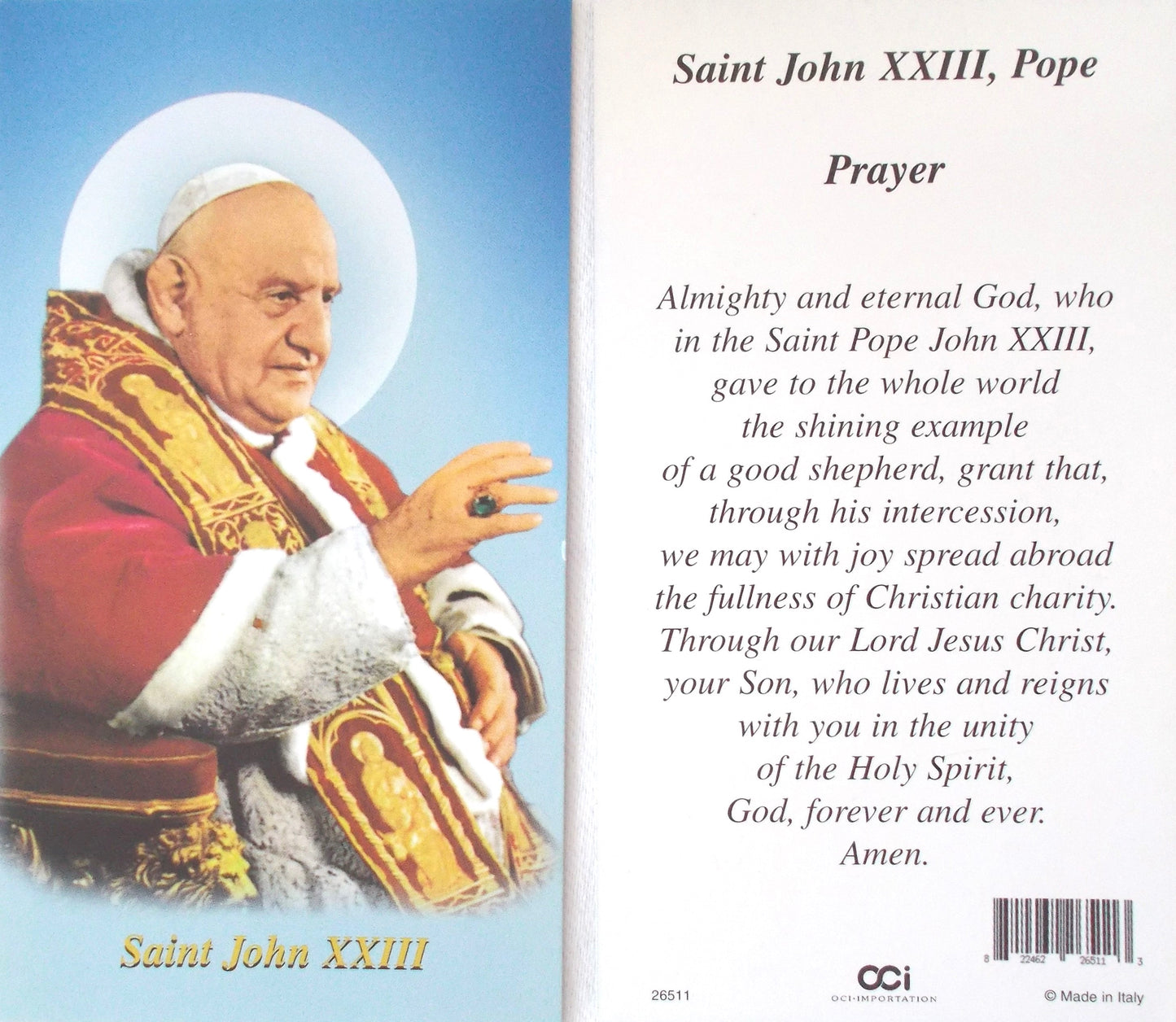 St. John XXIII , Pope Prayercard - Paper Cardstock