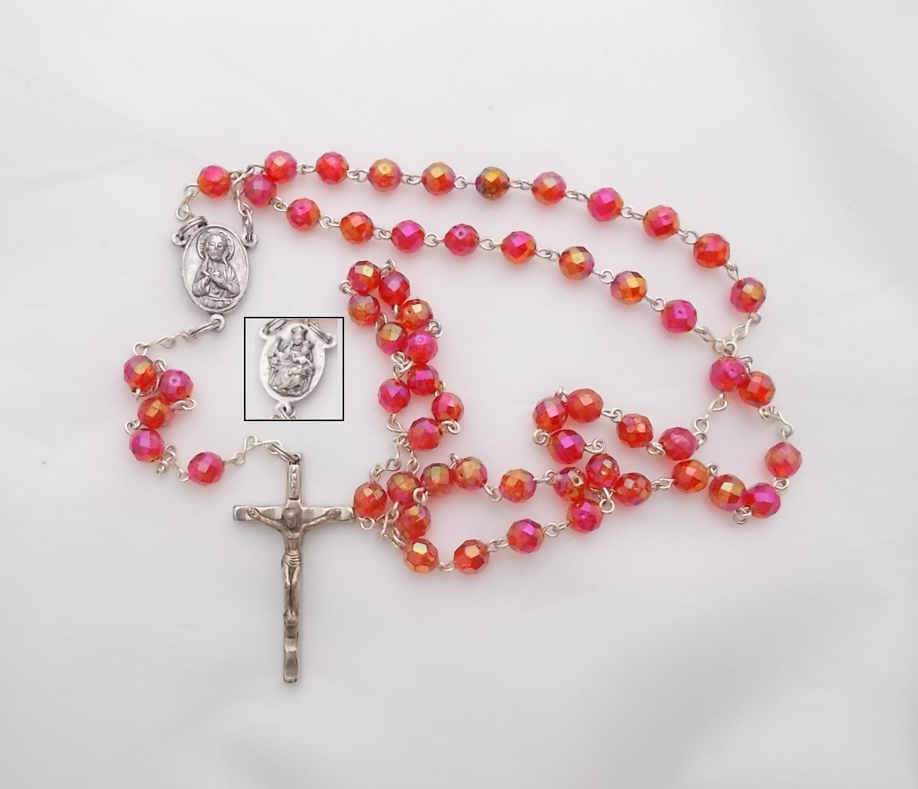 Rosary - Chain with Aurora Borealis Plastic Beads