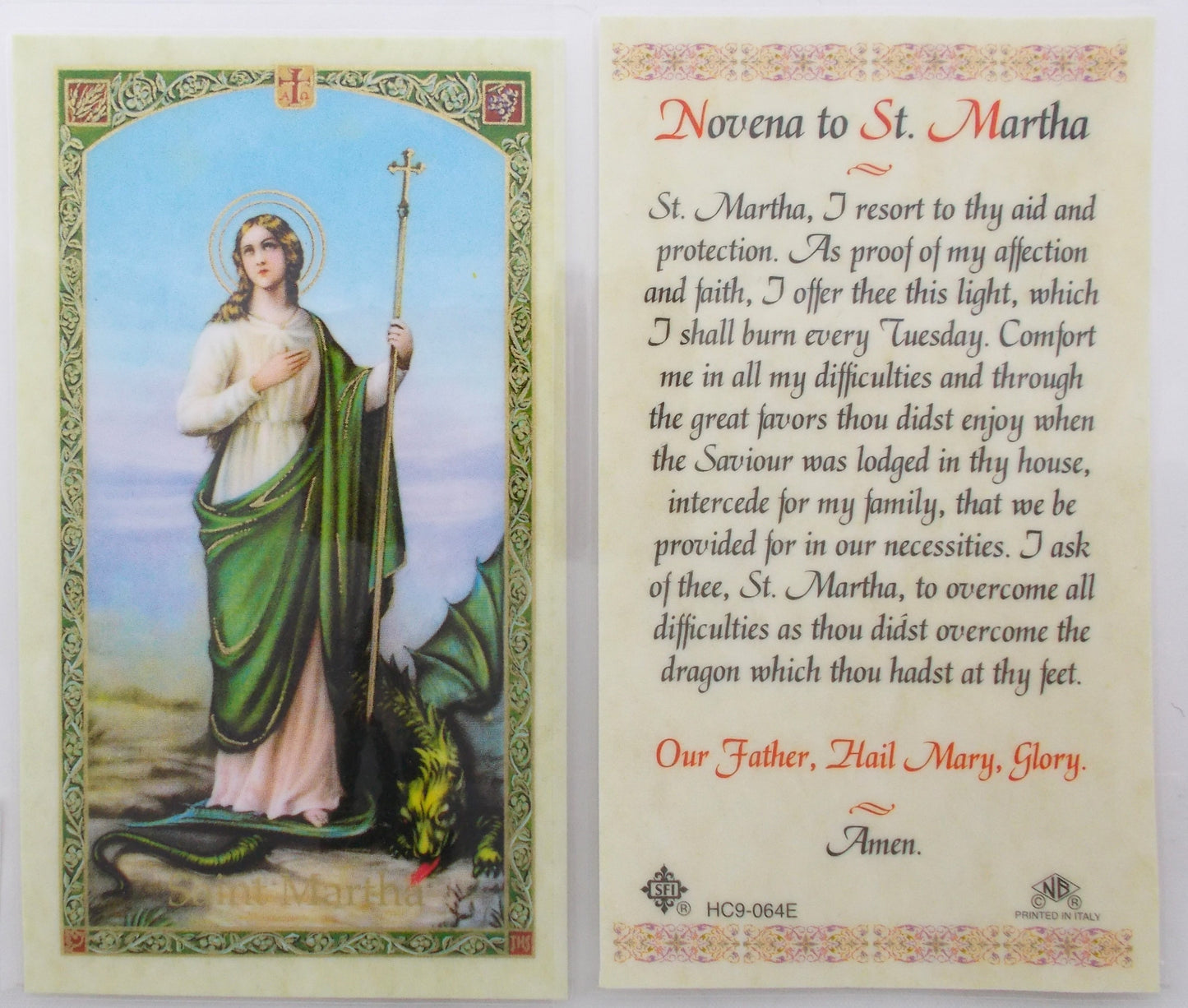 Laminated - St. Martha - Novena