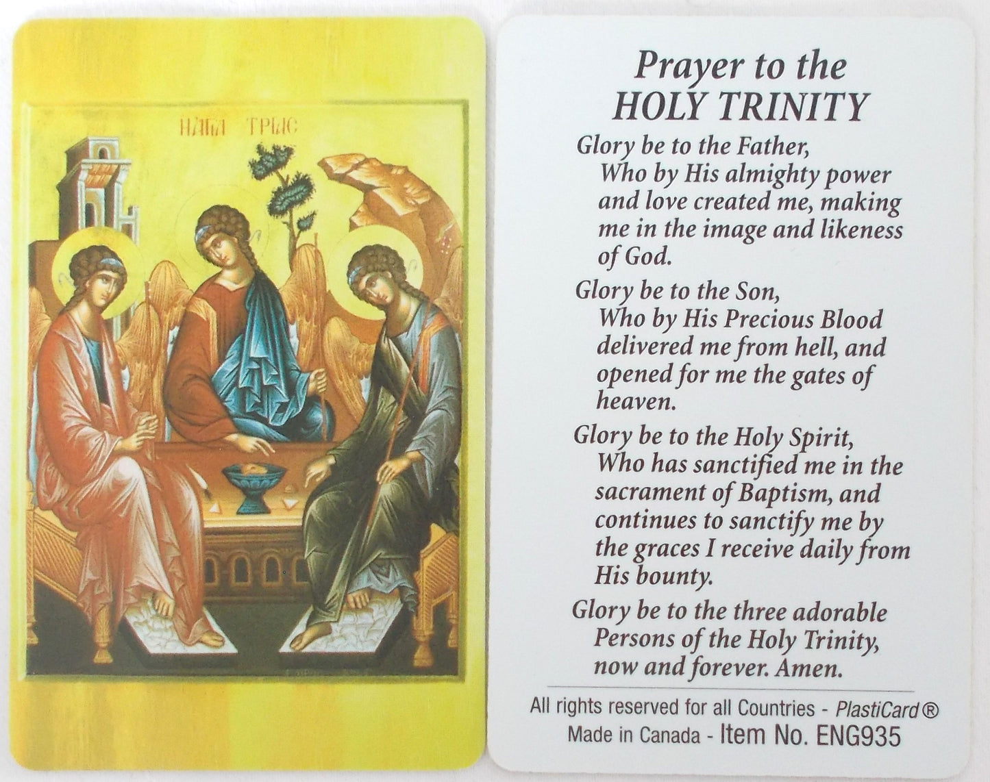 The Holy Trinity Plastic Prayercard - Prayer to the Holy Trinity