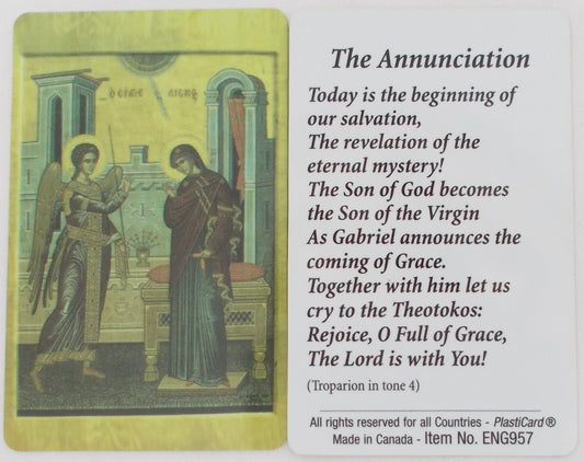 The Annunciation Icon Plastic Prayercard