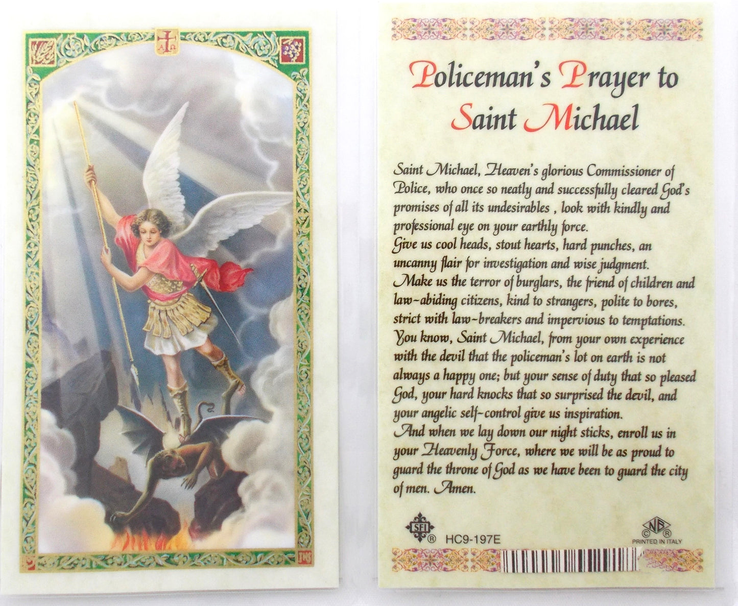 Laminated - St. Michael - Policeman's Prayer