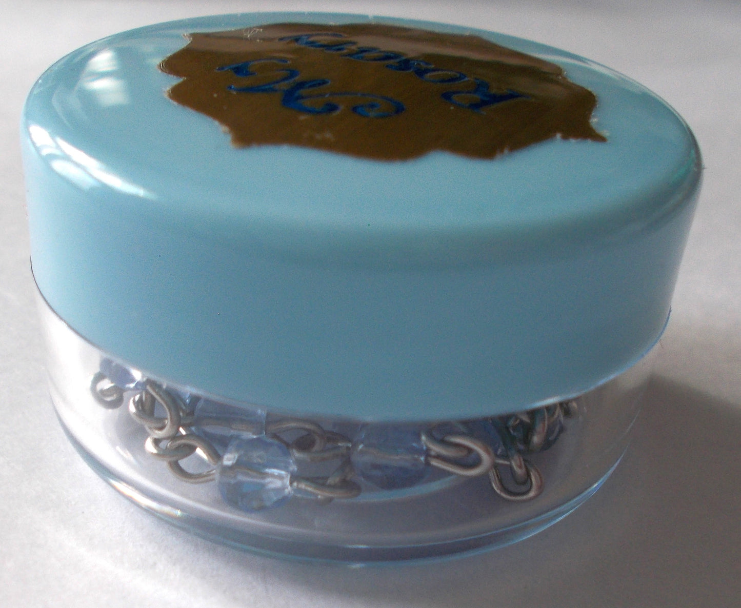 Baby Blue Tiny Bead Rosary with Baptism Shell Center
