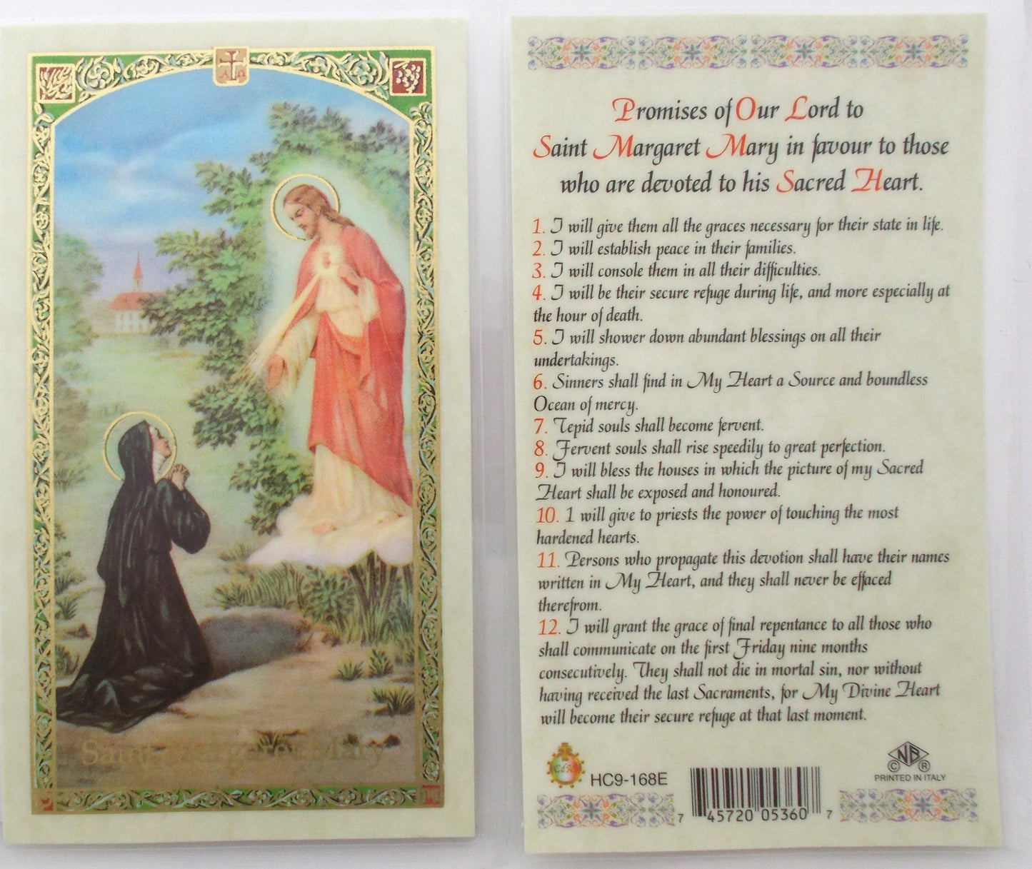 Laminated - St. Margaret Mary - Promises of Our Lord