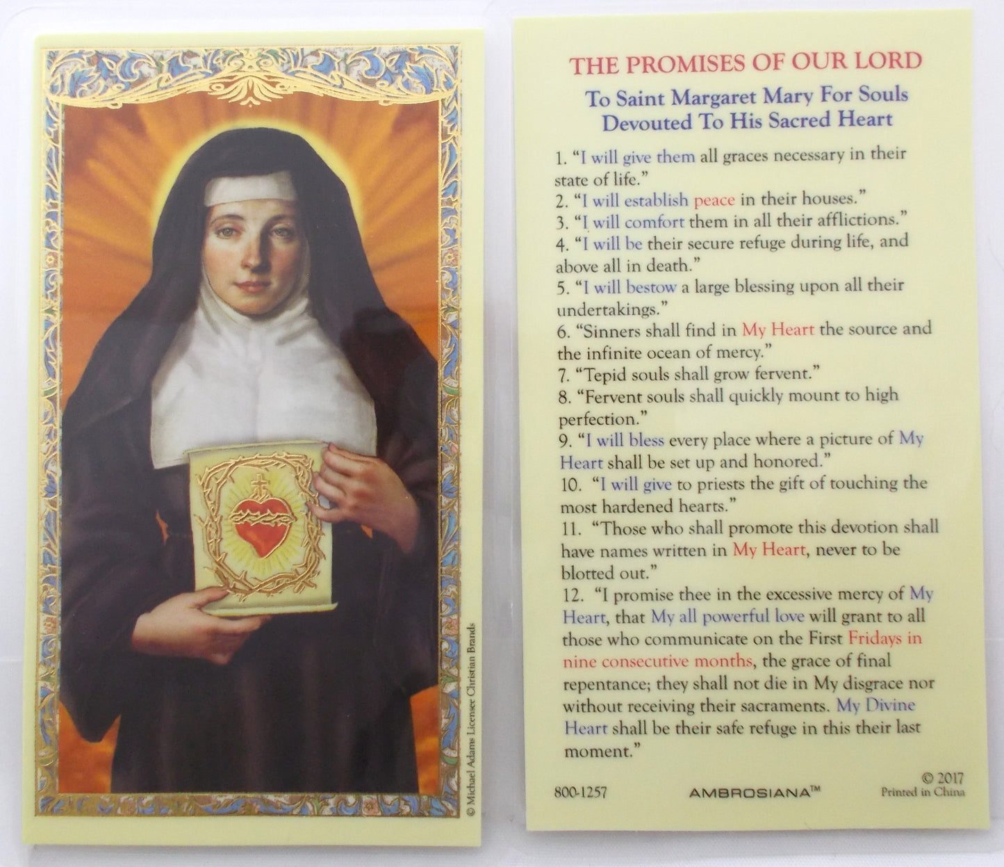 Laminated - St. Margaret Mary - Promises of Our Lord