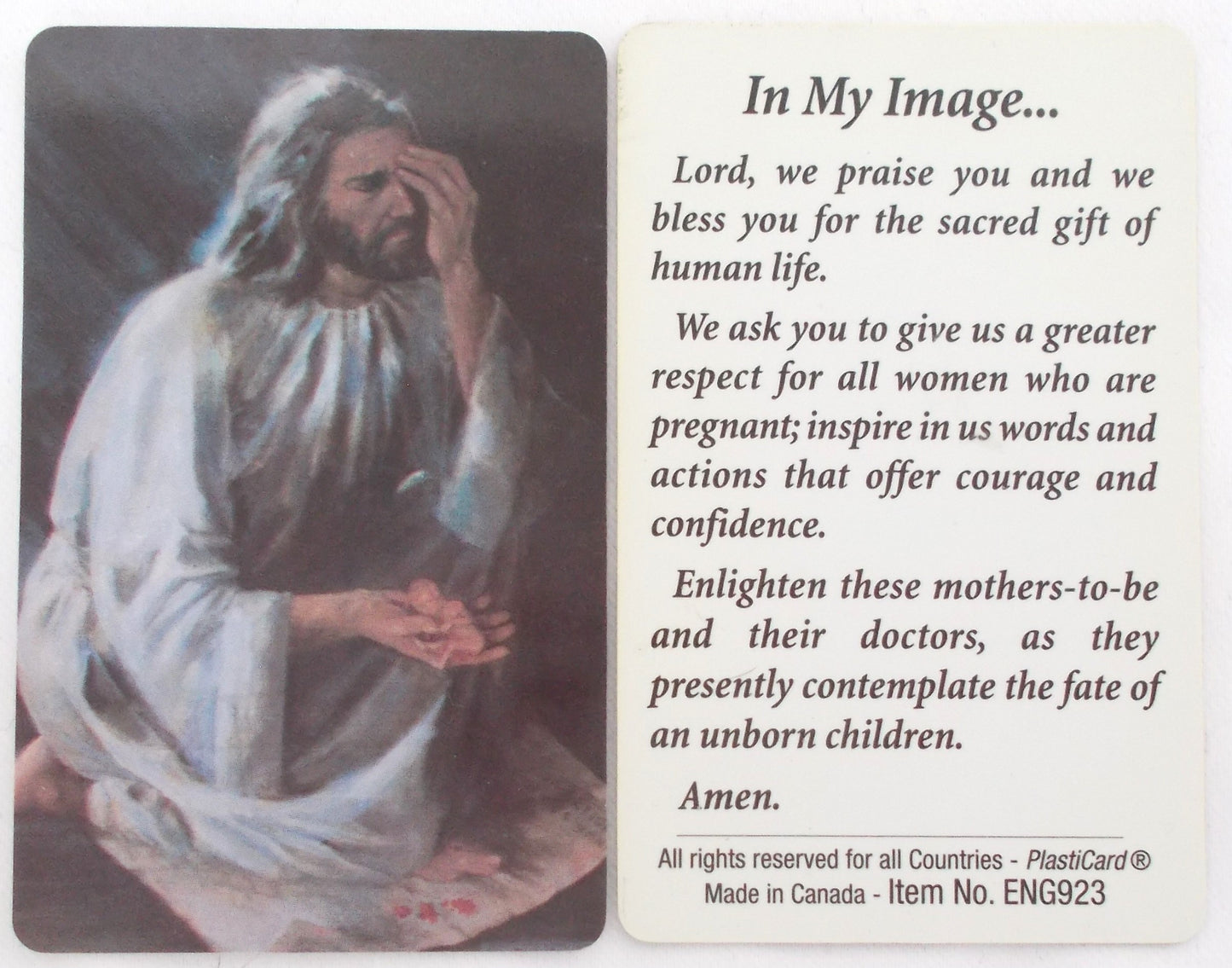In My Image - Pro-life - Plastic Prayercard