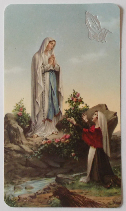 Our Lady of Lourdes Holy Cards - Blank on Back - Bulk Package