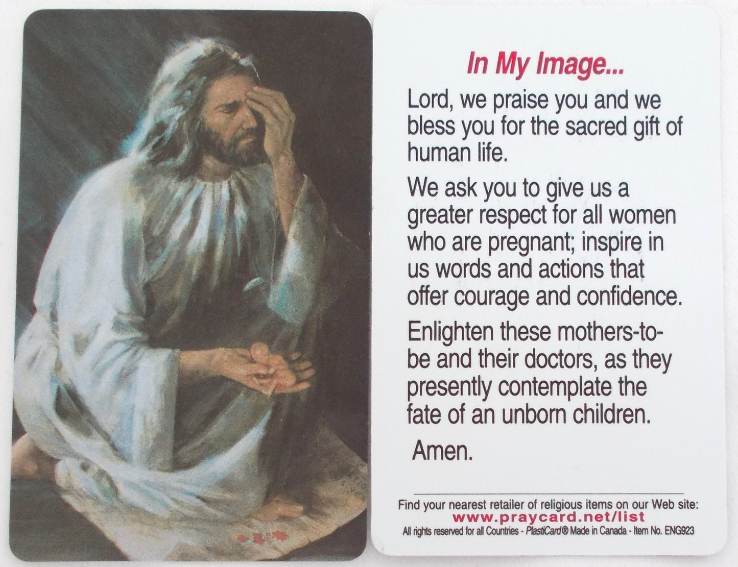 In My Image - Pro-life - Plastic Prayercard
