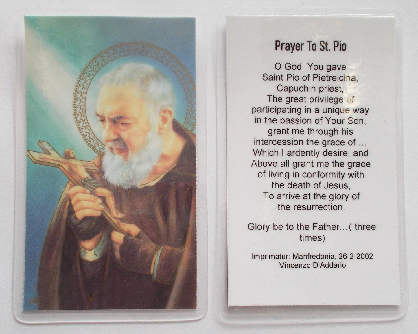 Laminated - St. Pio of Pietrelcina - Prayer to