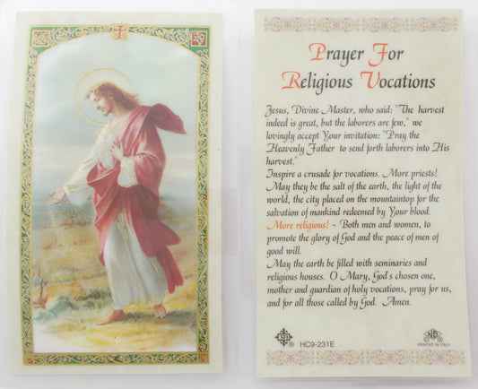 Laminated - Jesus Spreading Seeds - Prayer for Religious Vocations