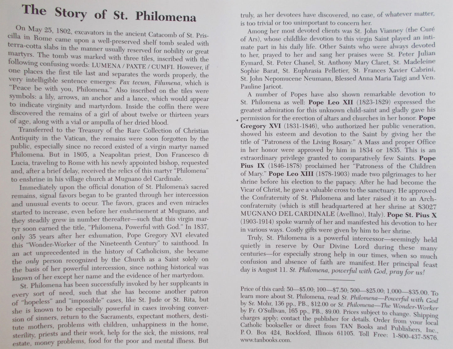 St. Philomena - Powerful with God - Pamphlet