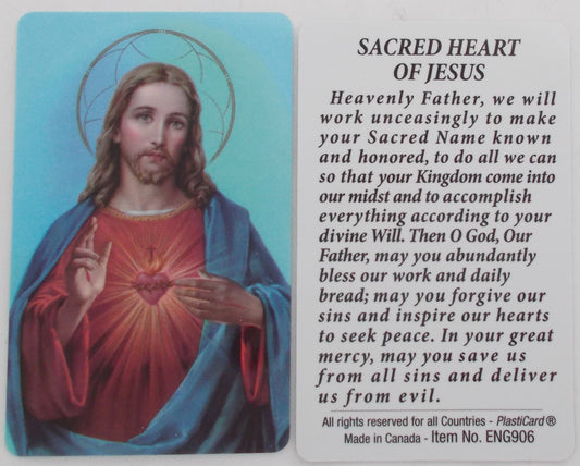 Sacred Heart of Jesus Plastic Prayercard