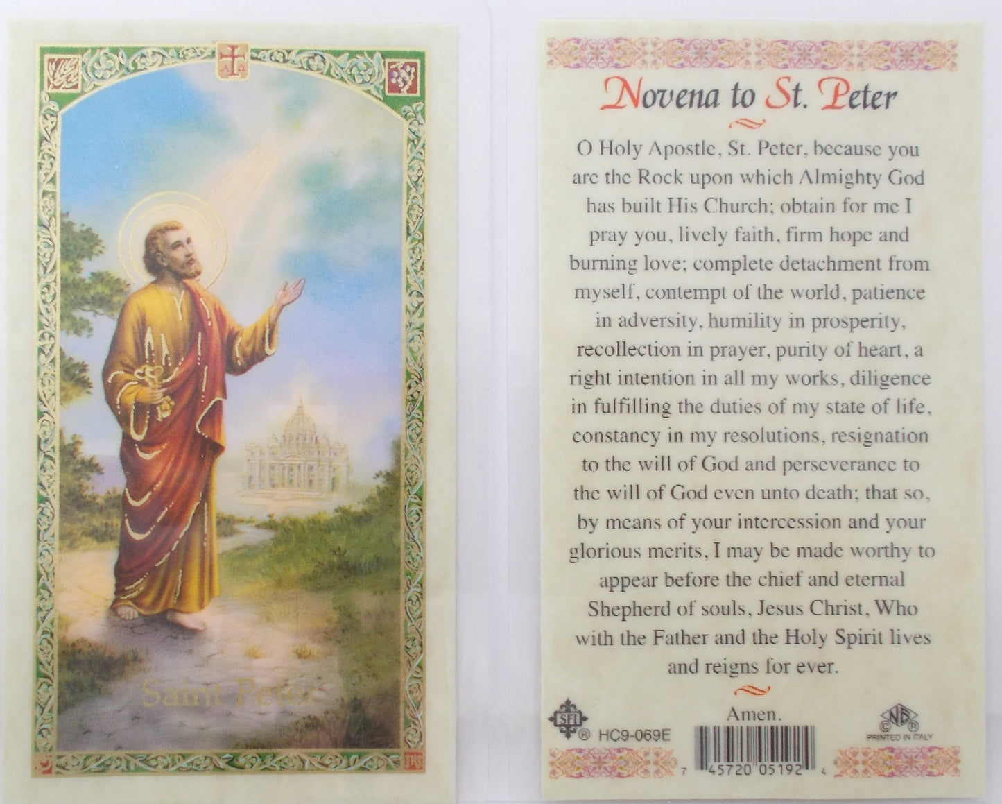 Laminated - St. Peter - Novena