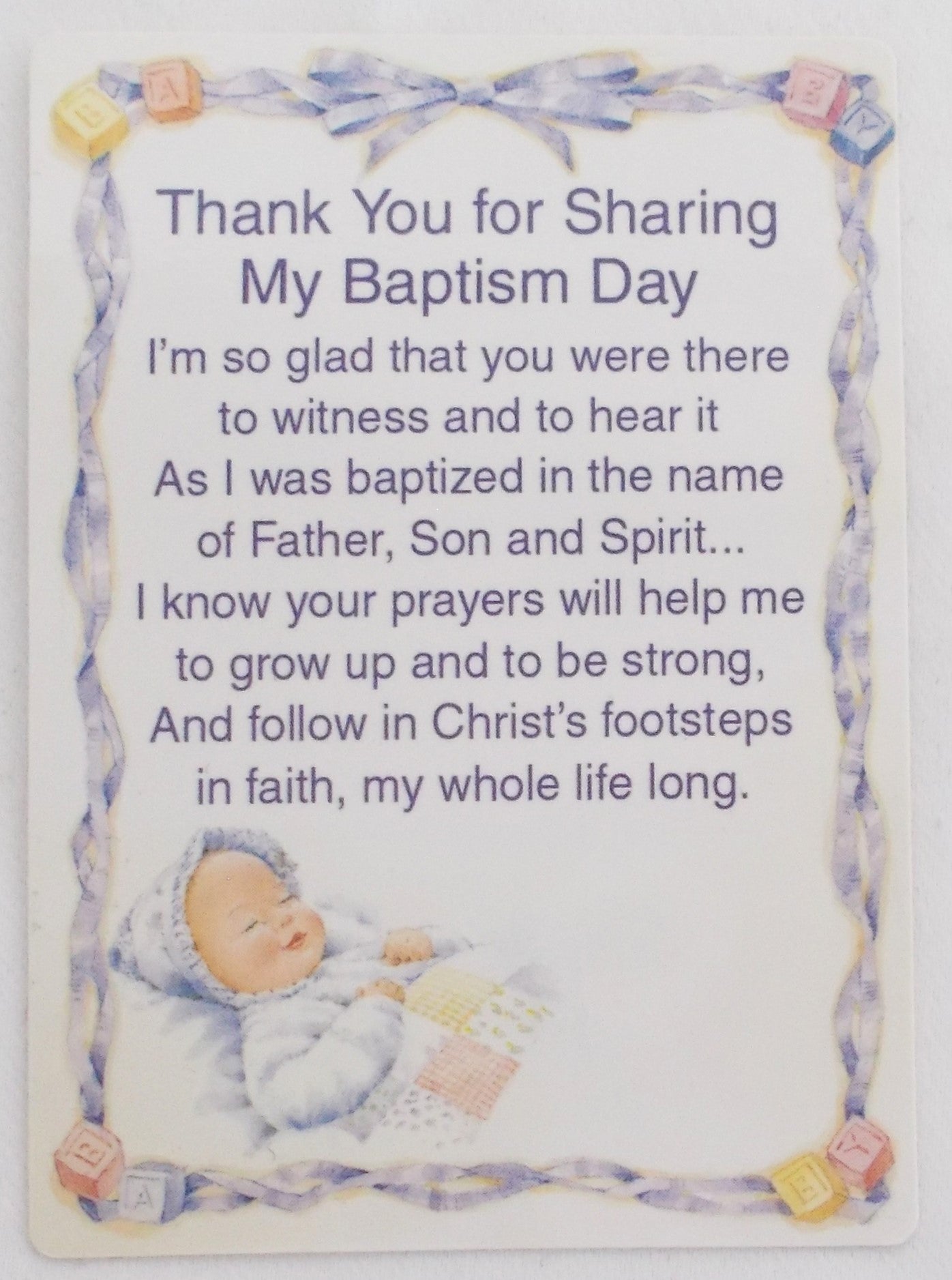 Thank You for Sharing My Baptism Day - Pocket Card