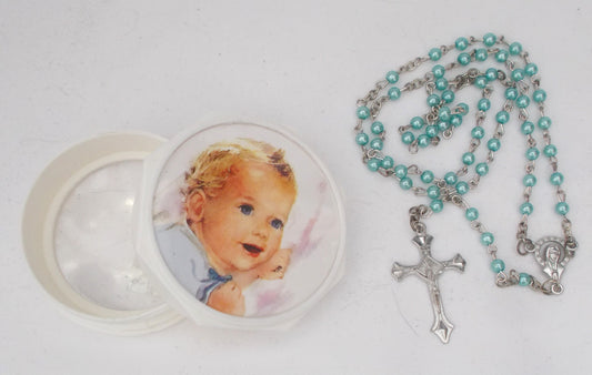 Rosary with Plastic Container - Blue