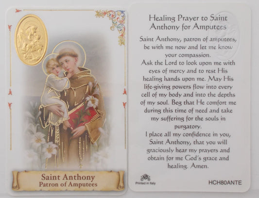 Laminated - St. Anthony - Healing Prayer for Amputees