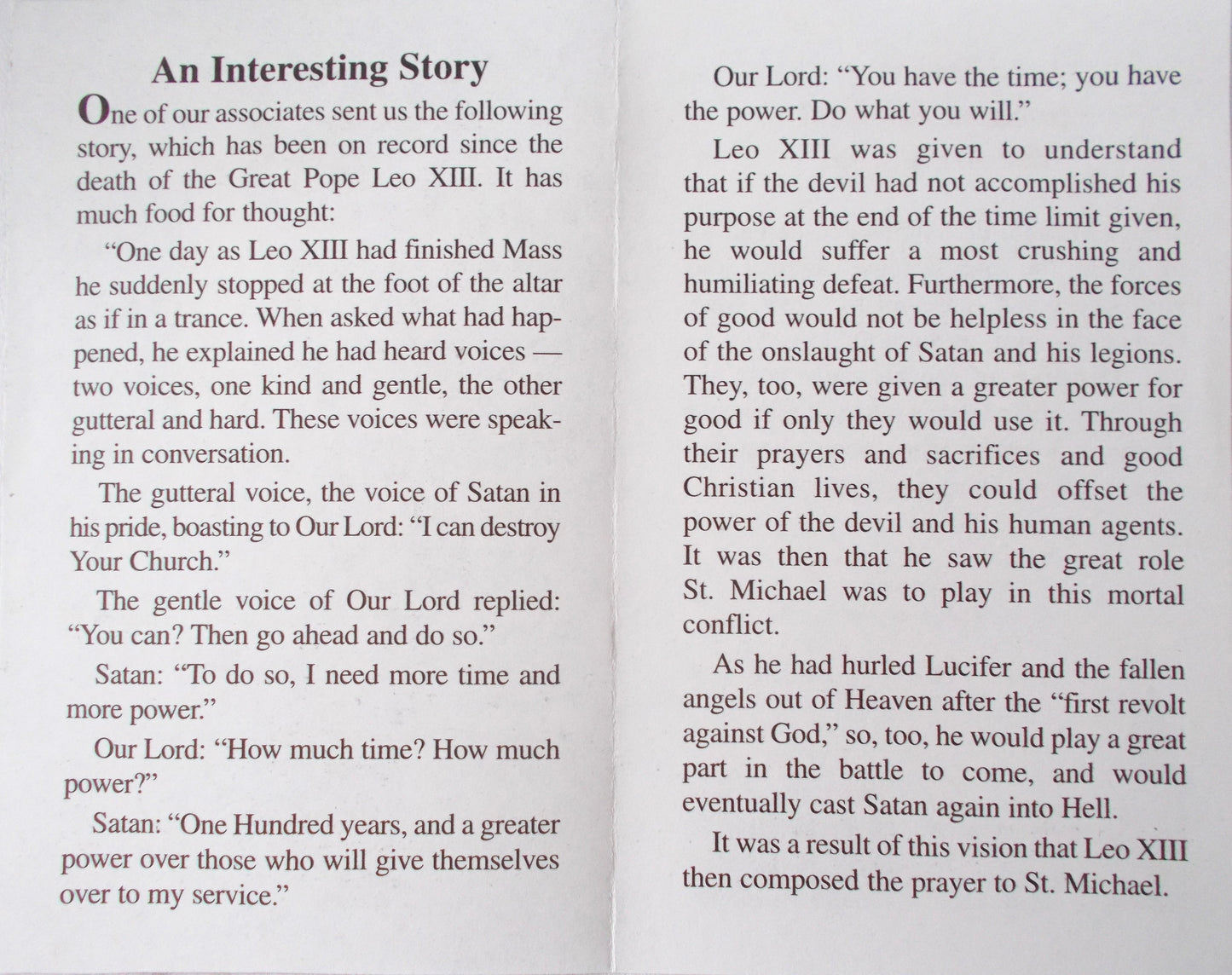 St. Michael Paper Pamphlet