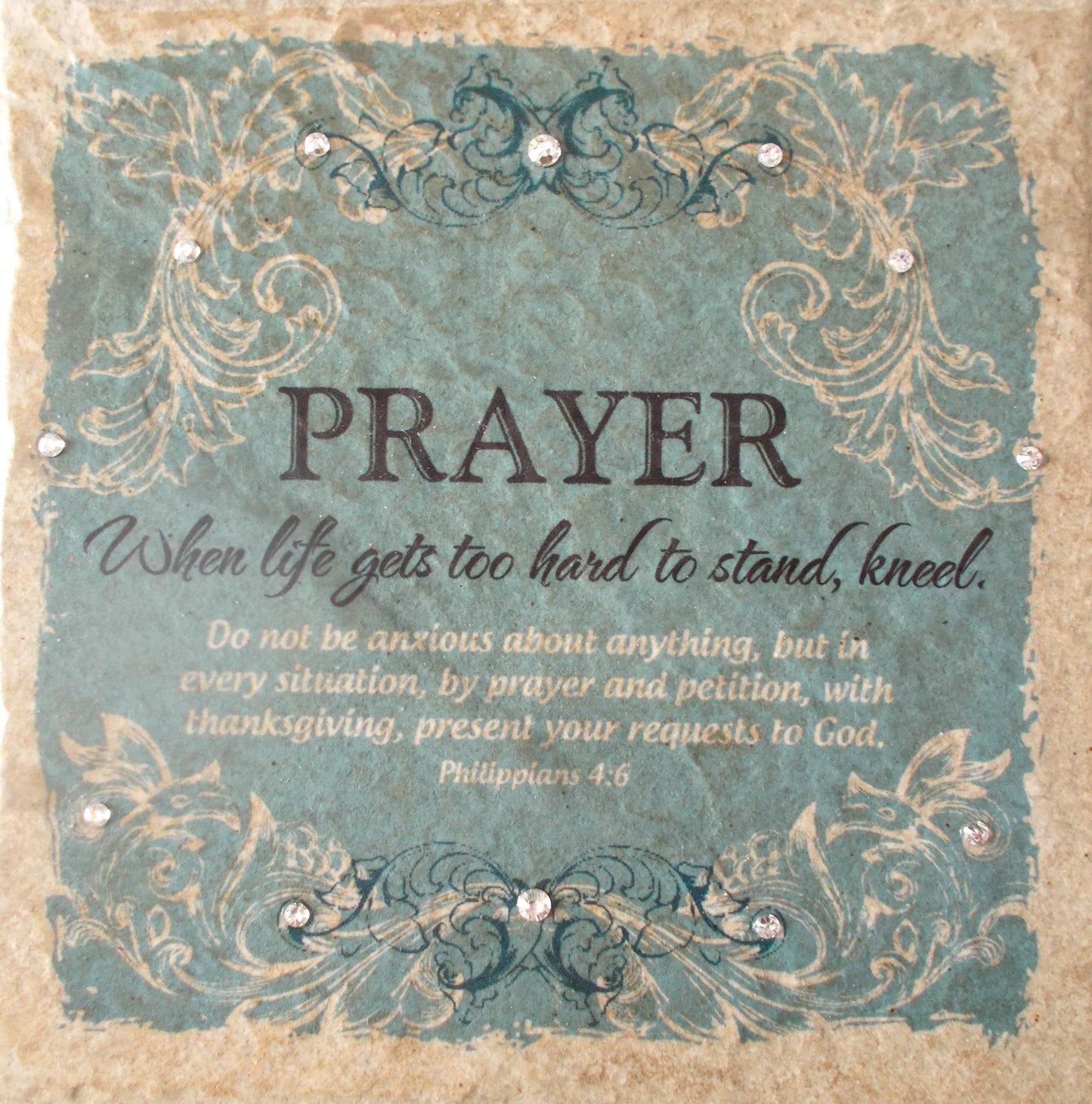 Prayer - MasterStone Tile Plaque with Iron Easel