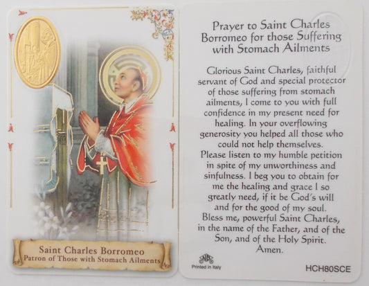 Laminated - St. Charles Borromeo -  Healing Prayer Stomach Ailments