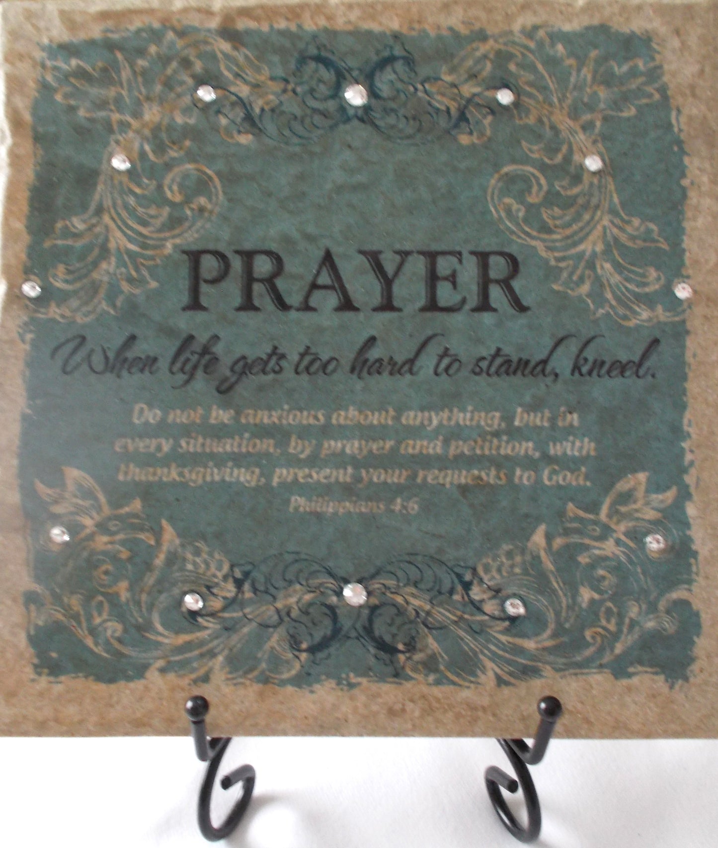 Prayer - MasterStone Tile Plaque with Iron Easel