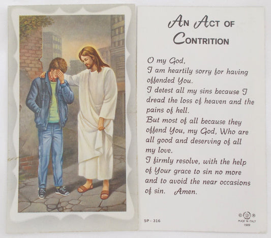 Jesus with Teenage Boy Paper Prayercard - Act of Contrition