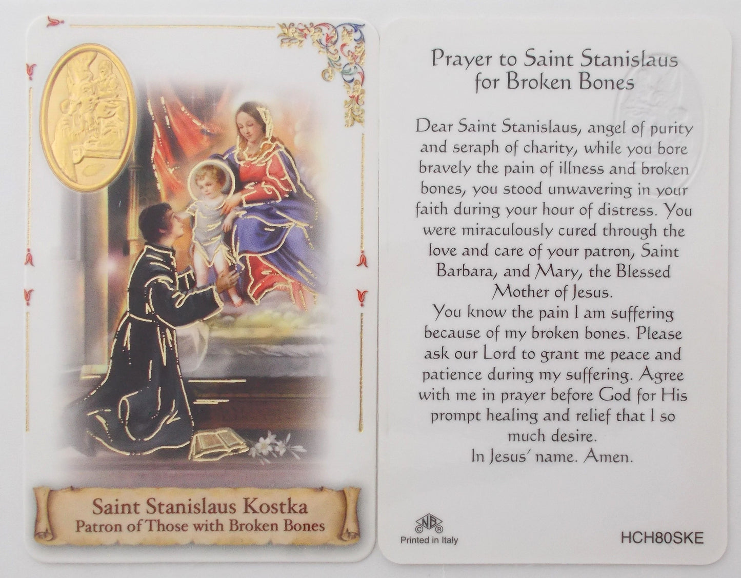 Laminated - St. Stanislaus Kostka - Healing Prayer for Broken Bones