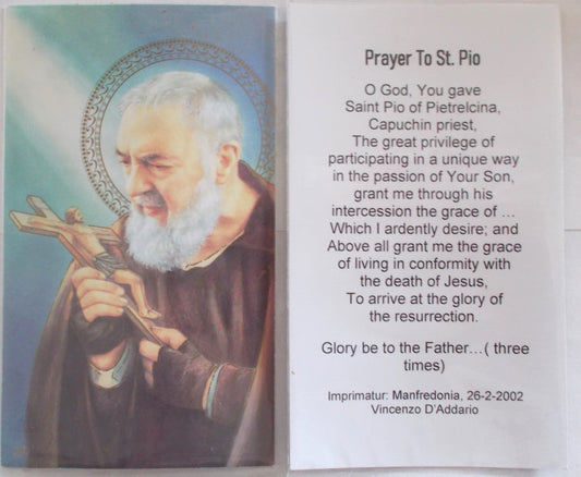 St. Pio of Pietrelcina Paper Cardstock Prayercard- Package of 10